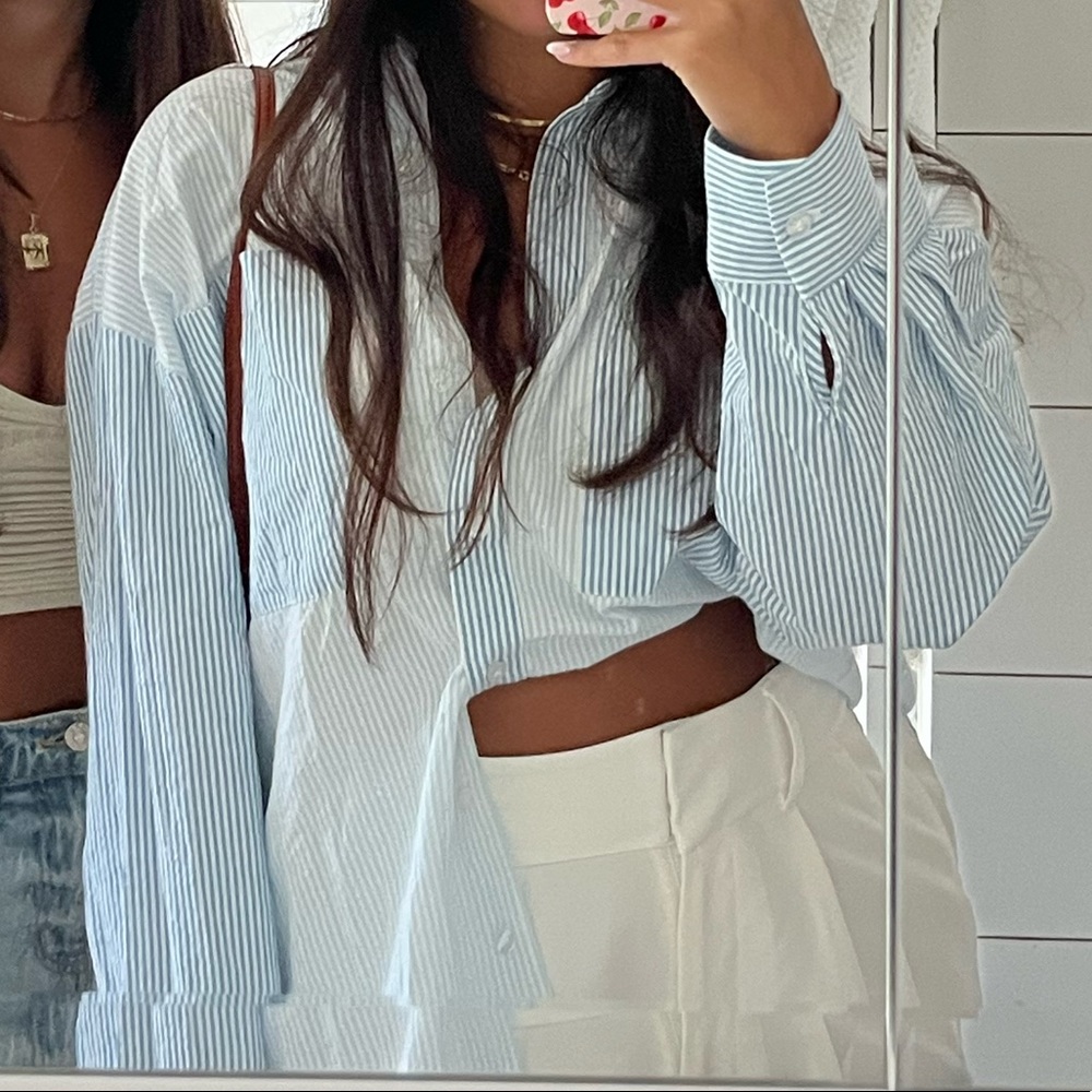 Striped two tone button down